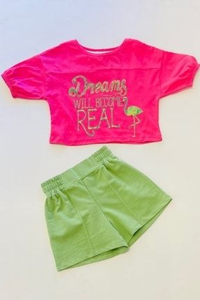Dreams Flamingo Baskılı Tişört Ve Şort Takım HYY1378
