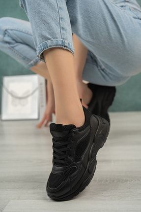 Siyah - Kadın Sneaker Günlük Ayakkabı 2002