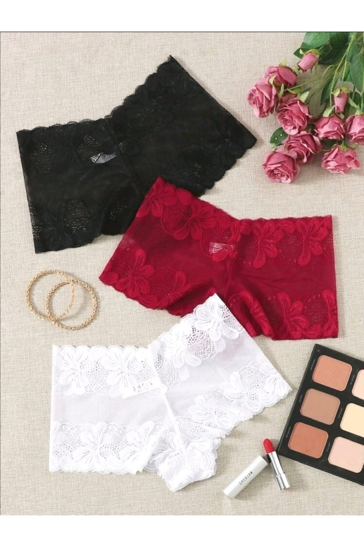 Seçgin Arjantin Şort Külot 3 Lü Set ( Siyah Beyaz Bordo )