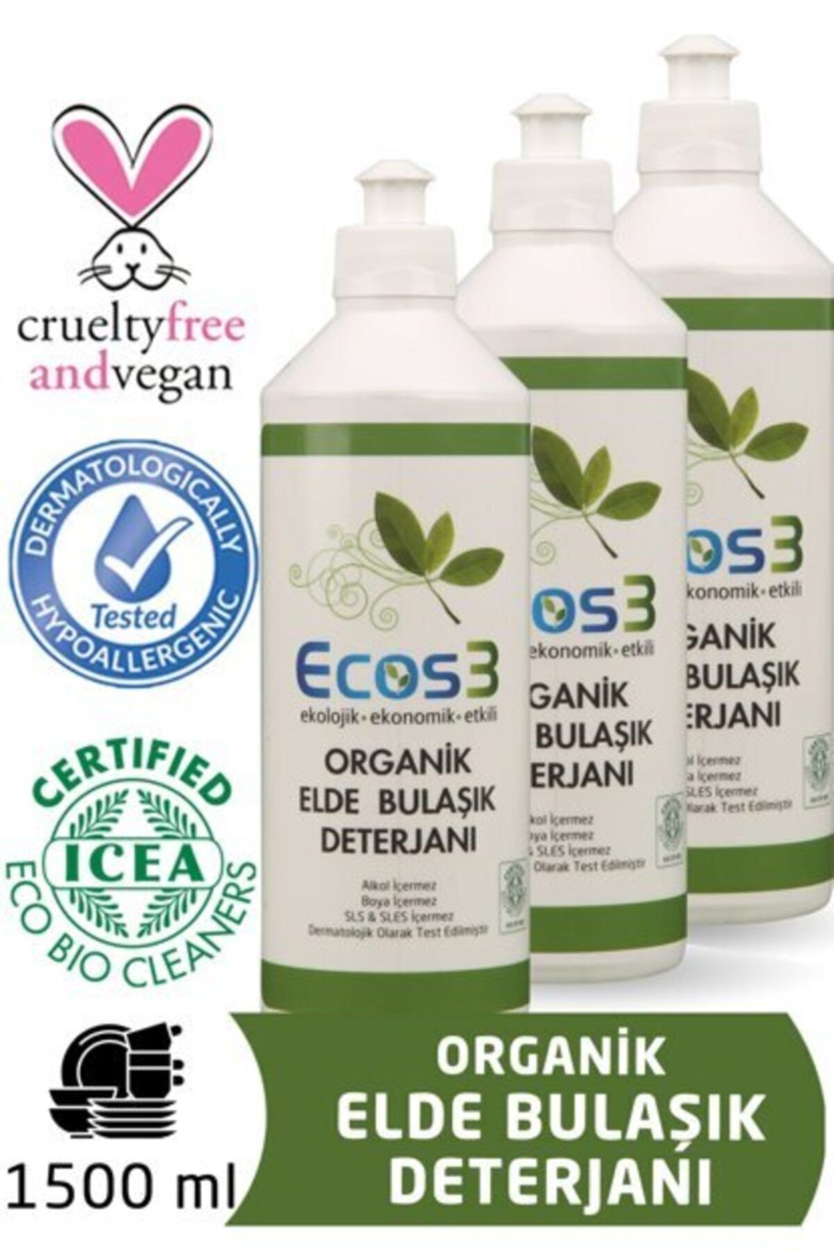 Ecos3 3 Adet Organik Elde Bulaşık Deterjanı 500ml X3
