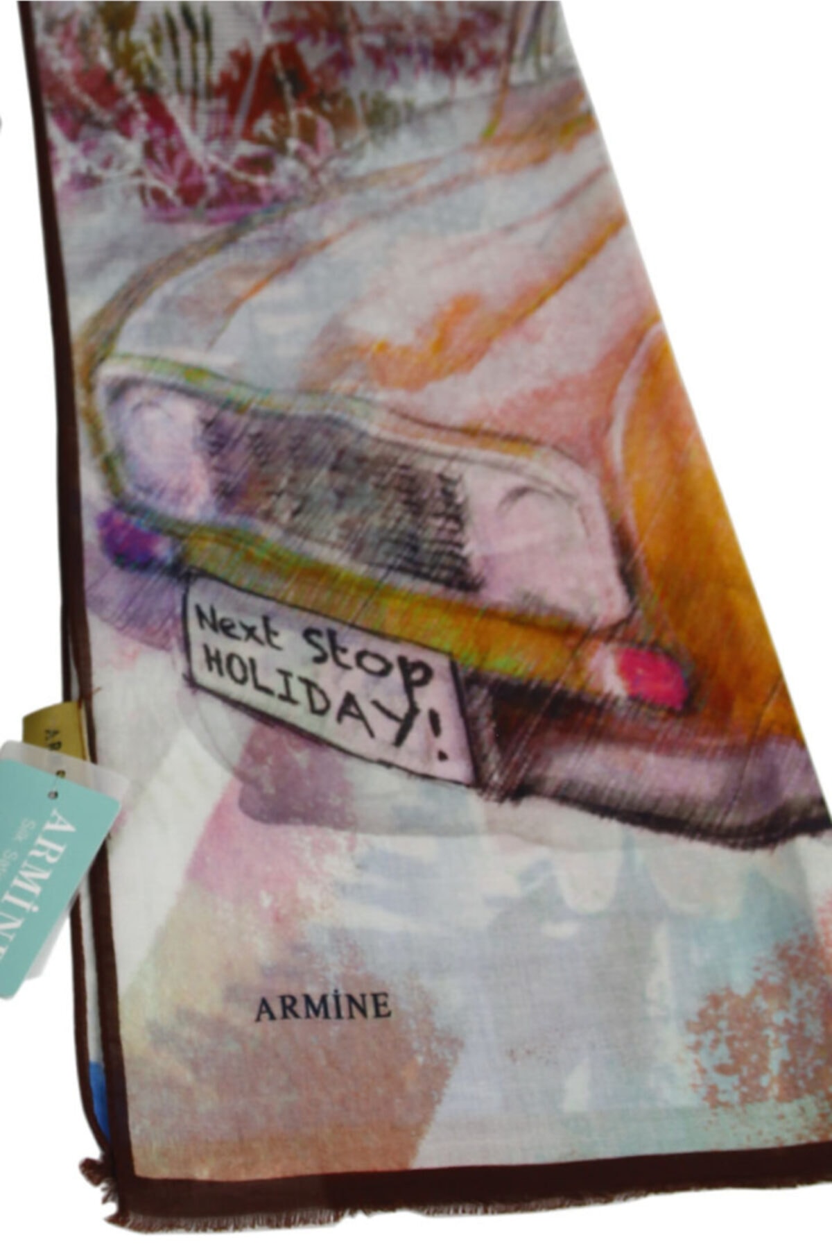 شال زنانه قهوه ای آرمینه | ARABALI01 اورجینال - تصویر 2