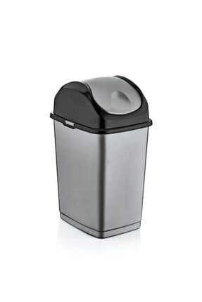50 Lt Slim Dustbin Çöp Kovası (Metalik Siyah) SP1274