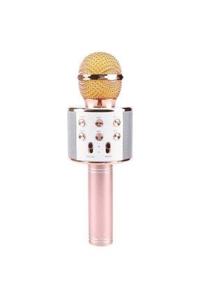 Karaoke Mikrofon Bluetooth Usb Aux Sd Kart Destekli Modlu Rose Gold Renk 12ws-858