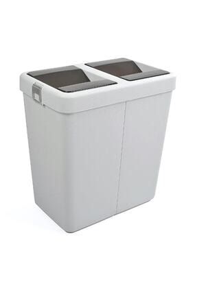 80 Litre Hassas Kapaklı Çift Gözlü Geri Dönüşüm Çöp Kovası GNRL019