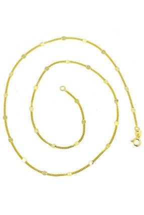 925 Ayar Gümüş Altın(gold) Kaplama Pullu Forse Kadın Zincir Kolye MATG21992-345