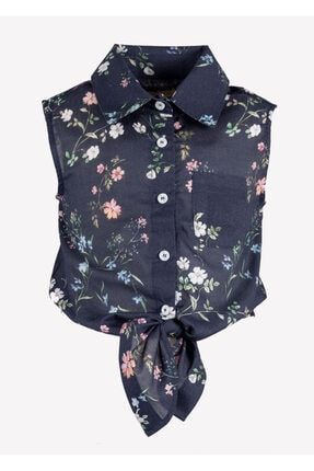 Kız Çocuk Önden Bağlama Detaylı Çiçek Desenli Bluz GDSS19-BL08W
