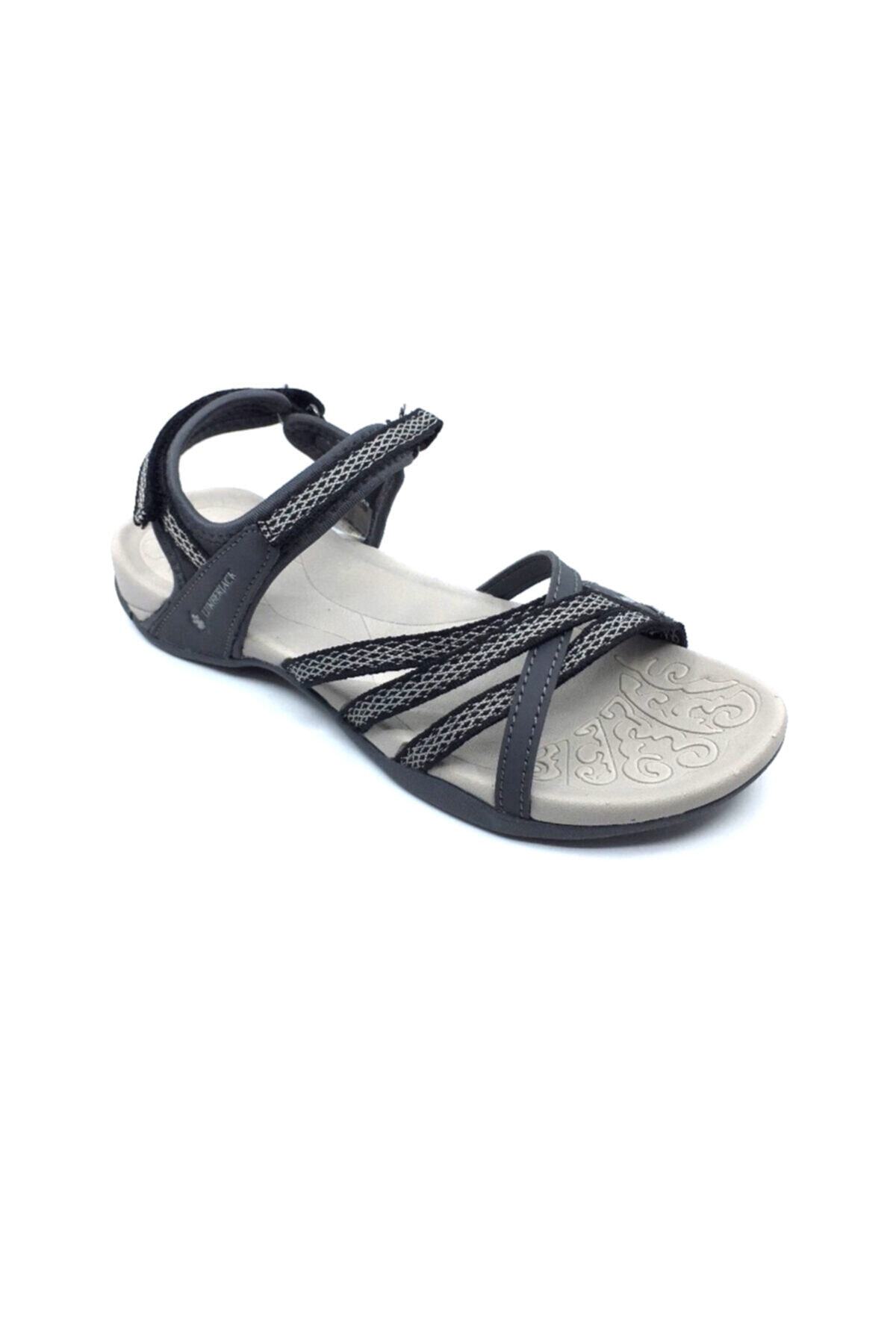 صندل lumberjack لامبرجک راحت زنانه 100241188 افتال مشکی خاکستری جدیدترین کالکشن Velcro Beige اورجینال - تصویر 2