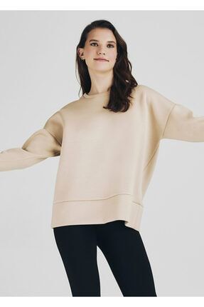 Kadın Lamine Kumaş Happy Touch Sweatshirt | W1053 ;