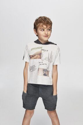Erkek Çocuk Gri Melanj T-shirt 20SS0NB3522