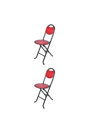 2 Adet Katlanır Kamp Sandalyesi - Kırmızı 575675674