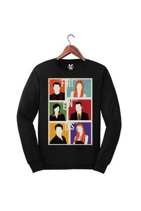 Friends Dizisi Baskılı Uzun Kollu Siyah Sweat - Sweatshirt 768128917984