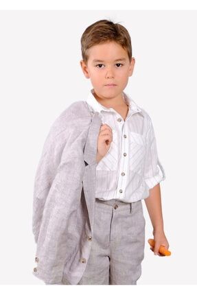 Cepli Yazlık Keten Erkek Çocuk Blazer Ceket BDSS19-JC01