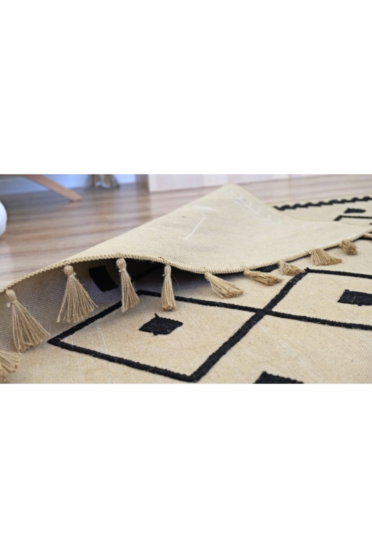 RUGSMODERN Jute 5002 Black Kilim Siyah Nakışlı Jüt Natural Fiyatı