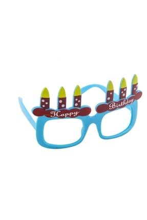 Mavi Renk Happy Birthday Yazılı Mum Görselli Doğum Günü Parti Gözlüğü 3289735