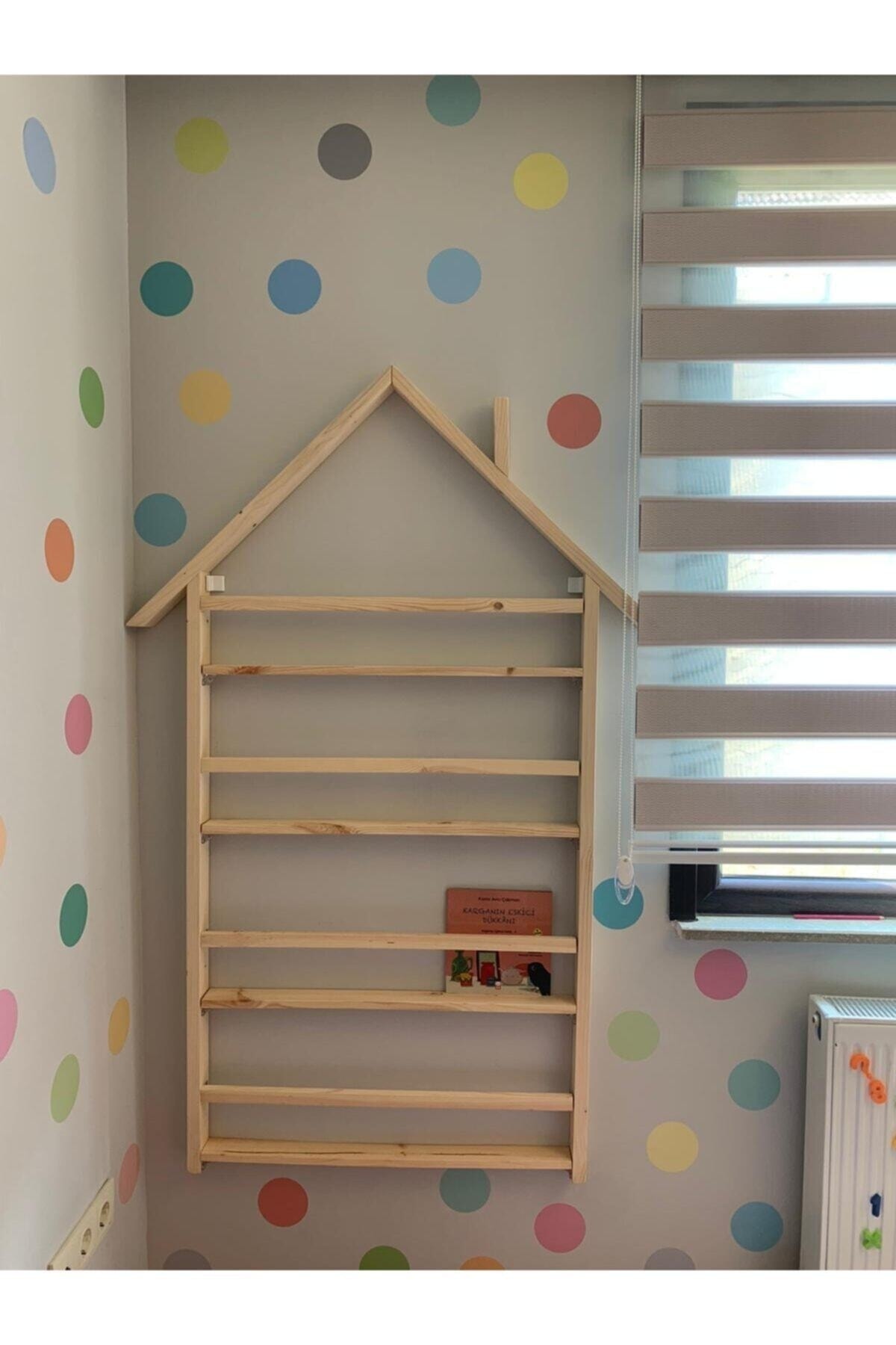 ÇİÇEKLİ AVM Montessori Kitaplık Çocuk Odası Eğitici Kitaplık Ahşap Bebek Çocuk Odası Montessori Çatılı Kitaplık fotoğrafı 2 (önizleme)
