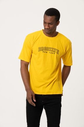 Sarı Brooklyn Baskılı Oversize Tshirt buyukbrook9