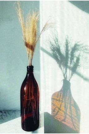 Retro Uzun Amber Cam Şişe Vazo 500 ml Vazo2
