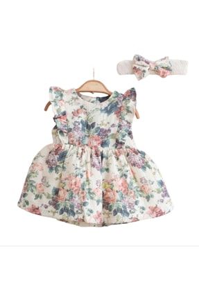 Kız Bebek Soft Dokuma Organik Pamuk Saç Bantlı Müslin Elbise 1003001 TYC00446848745