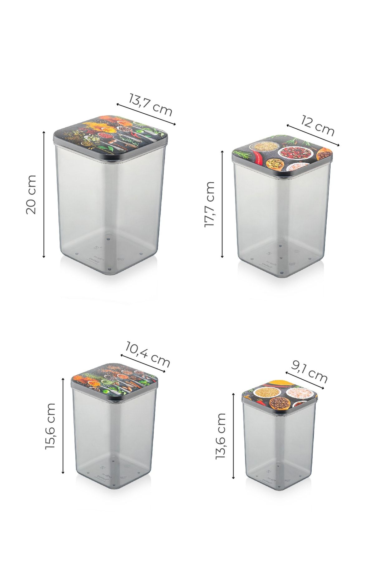 Vienev-16-Piece Mono Food Storage Container Jumbo Set 4x(900 ml, 1400 ml, 2100 ml, 3100 ml) 3