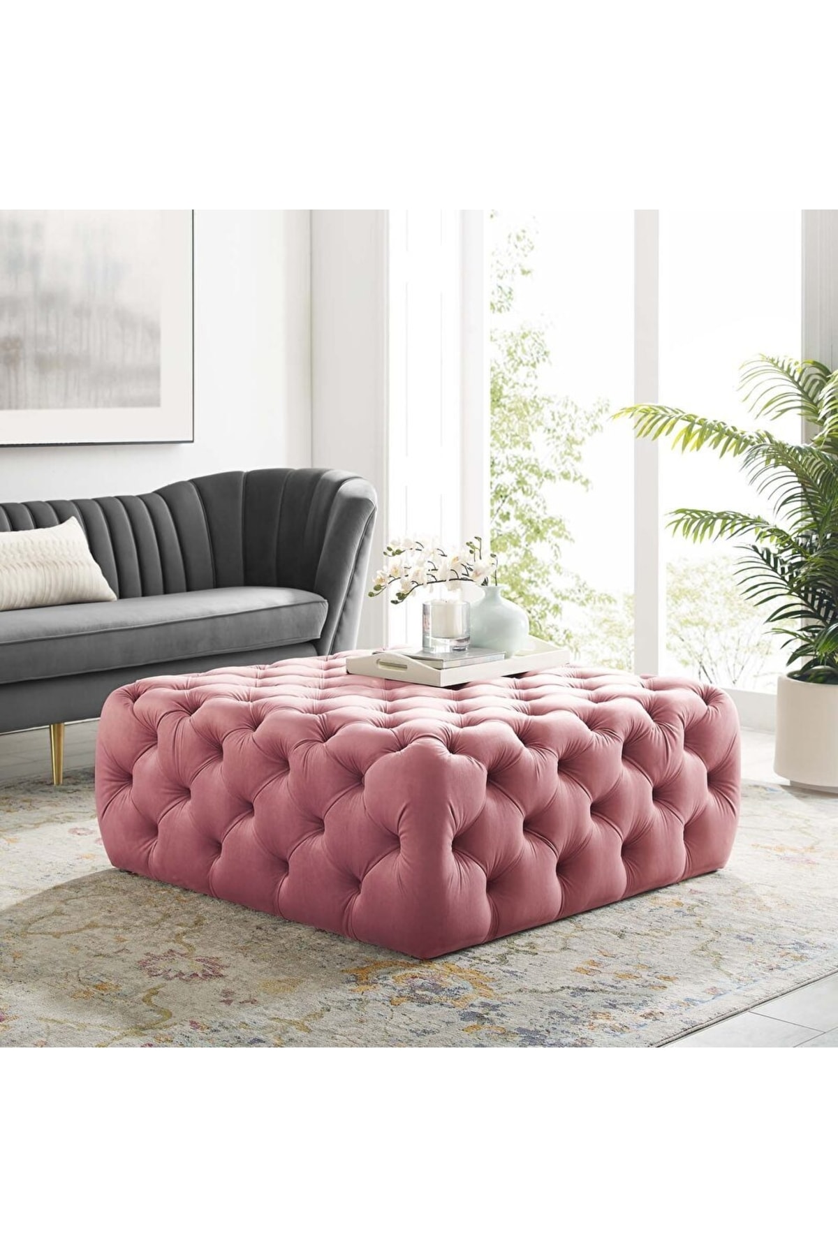 Quilted Square Puff/bench/Coffee Table 60*60 Cm Height 40 Cm