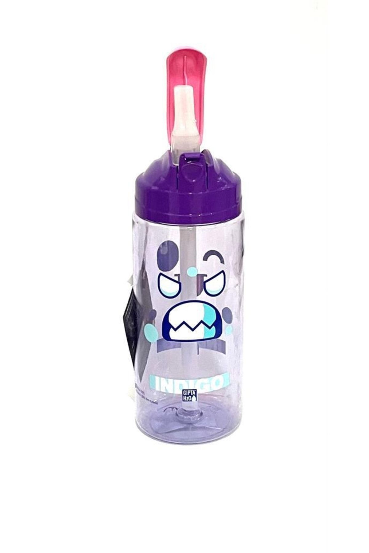 Gıpta-Purple Indigo Tritan Patterned Flask with Straw 500 Ml 2