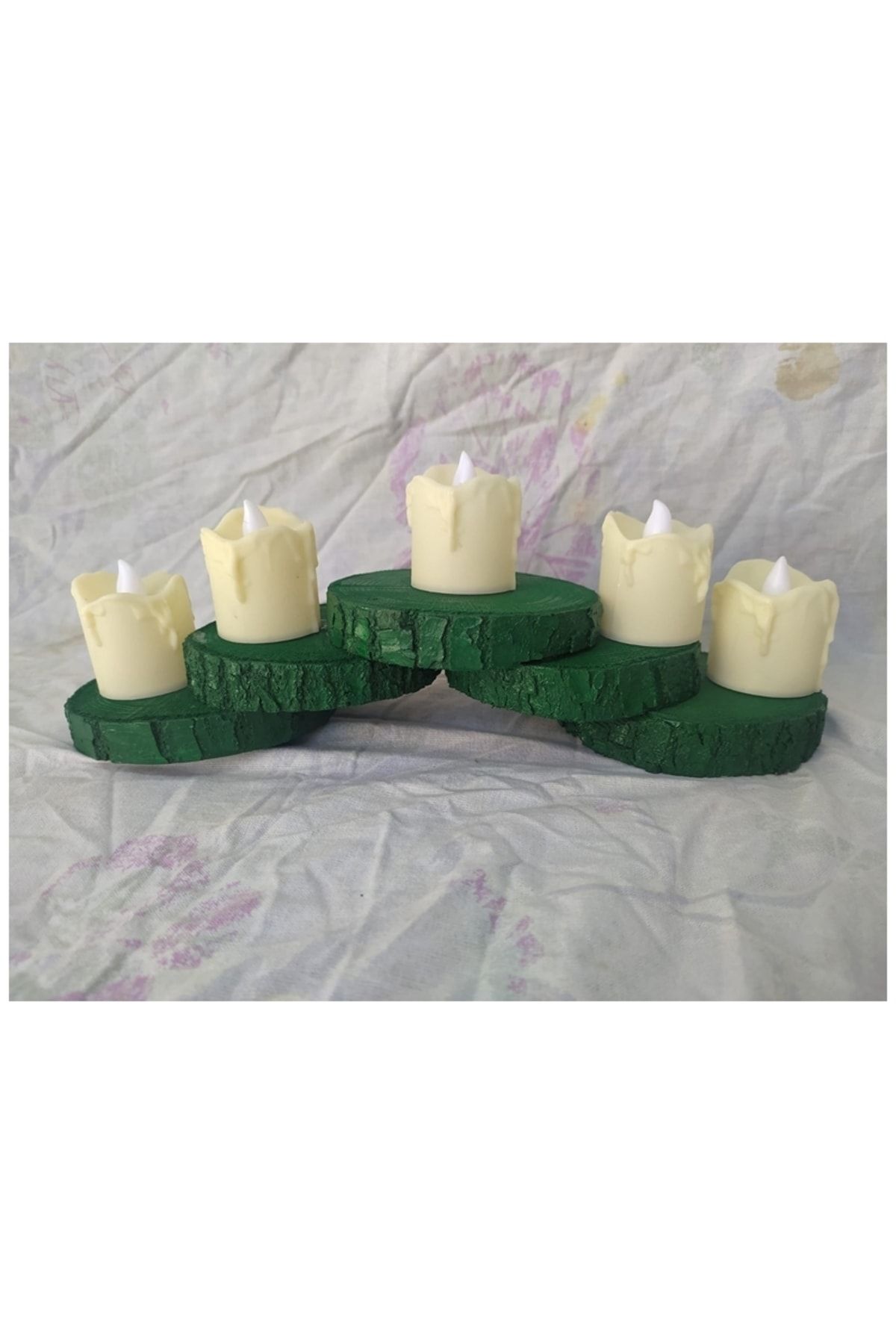 Bahat Candlestick Candle Holder Green Wooden Trendyol