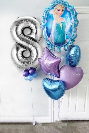 Frozen Elsa Gümüş Rakamlı Balon Seti Karlar Kraliçesi Elsalı Balon Seti 100cm Rakam Balon TYFEBSD01