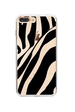 Iphone 7 / 8 Plus Uyumlu Zebra Desenli Premium Şeffaf Silikon Kılıf gerthr54ythry54