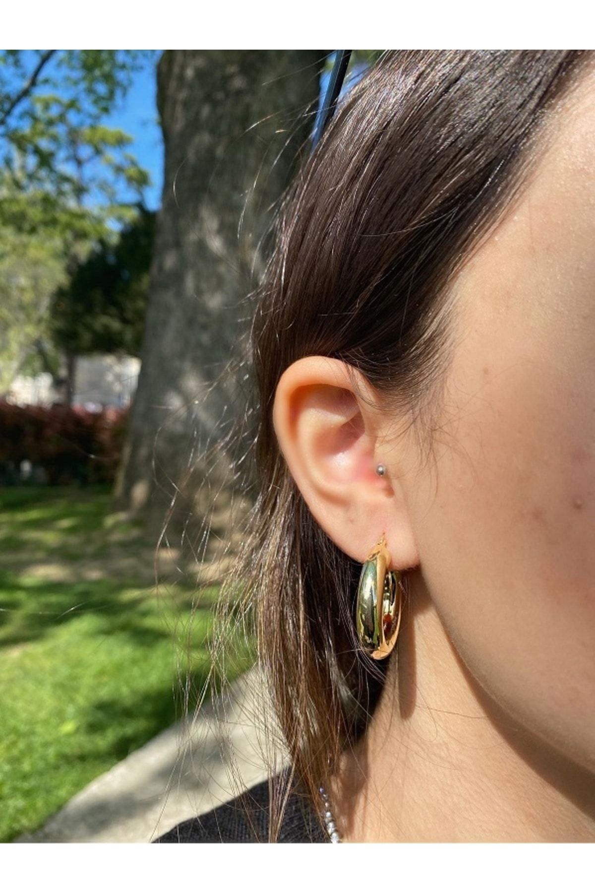 ACCESOR OS Gold Color Hoop Earrings Trendyol