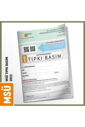 Msü 2022 Ösym Tıpkı Basım Çıkmış Soru Türkiye Geneli Dijital Çözümlü Deneme Kitapçığı MSUTIPKI2022