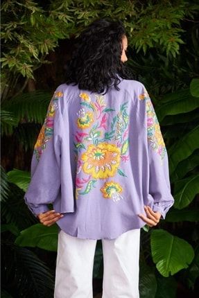 Kadın Arkası Ve Kolları Çiçek Nakışlı Kimono Ceket 32392orfeonegro