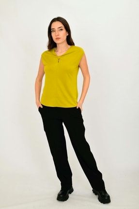 Kadın Modal Damla Yaka Bluz Yeşil TYC00449616825