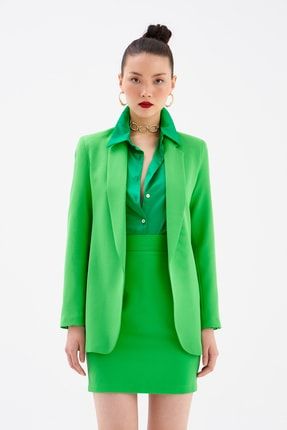 Klasik Yaka Slim Fit Ceket - Yeşil STN139KCE139