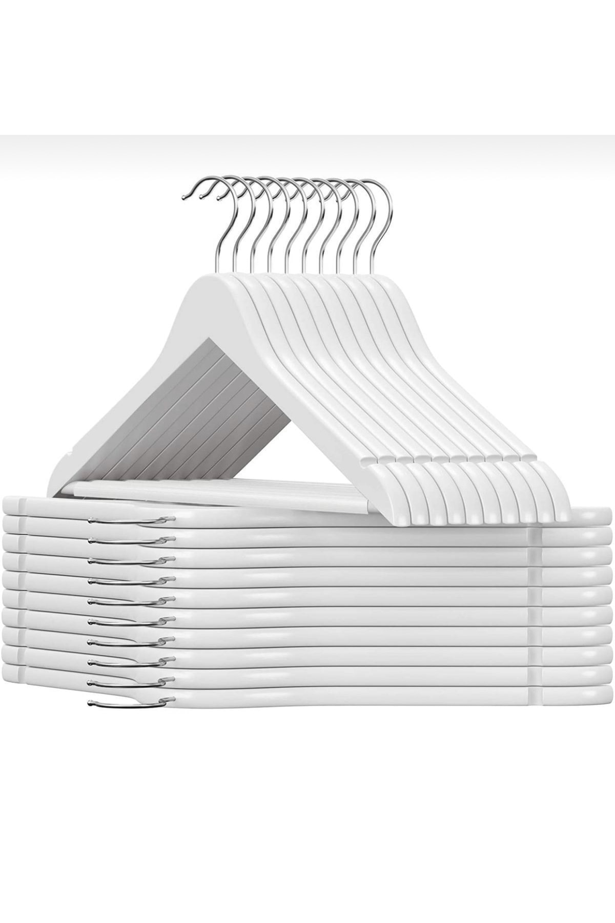 White Wooden Hanger Clothing Hanger Clothes Hanger Shirt and Trouser Hanger 12 Pieces -hanger Palace -