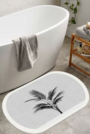 Bath Yıkanabilir Kaymaz Yaprak Desenli Banyo Paspası Banyo Halısı (60X100) TYC00449762147