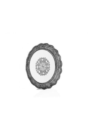 Gümüş Dantel Işlemeli Yuvarlak Aynalı Tepsi 32x32 BZPORPR32-1048