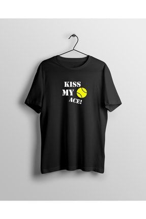 Unisex Siyah Tenis Baskılı T-shirt SYHYCHYMUSTI2001116