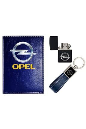 Opel Logolu Lacivert Ruhsat Kabı - Anahtarlık Ve Çakmak 125388577
