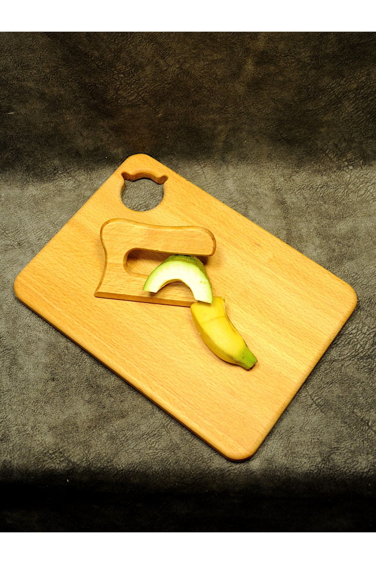 qetum-Wooden Cutting Board and Wooden Knife for Children (Cat Themed) 2