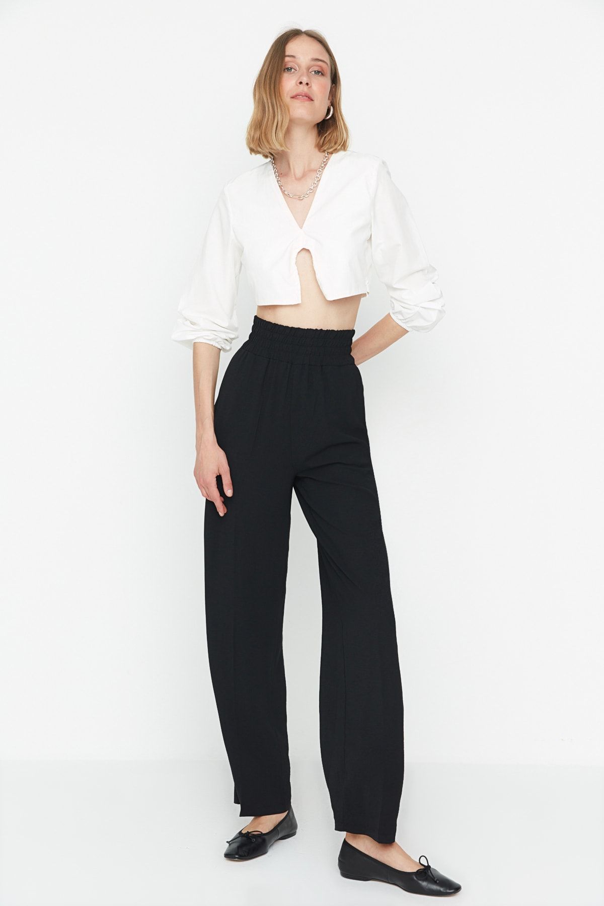 Trendyol Collection Hose Schwarz Wide Leg ER8081