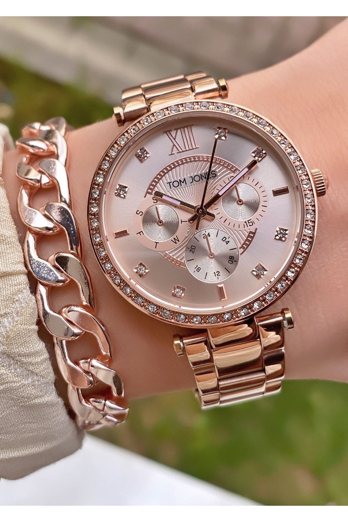 Tom Jones Brand Rose Gold Color Women s Wristwatch with 2 Years Warranty Bracelet Gift Trendyol