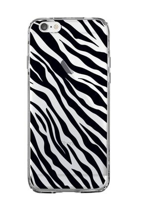Iphone 6 / 6s Uyumlu Zebra Pattern Premium Şeffaf Silikon Kılıf Siyah Baskılı ewfrtt54reg