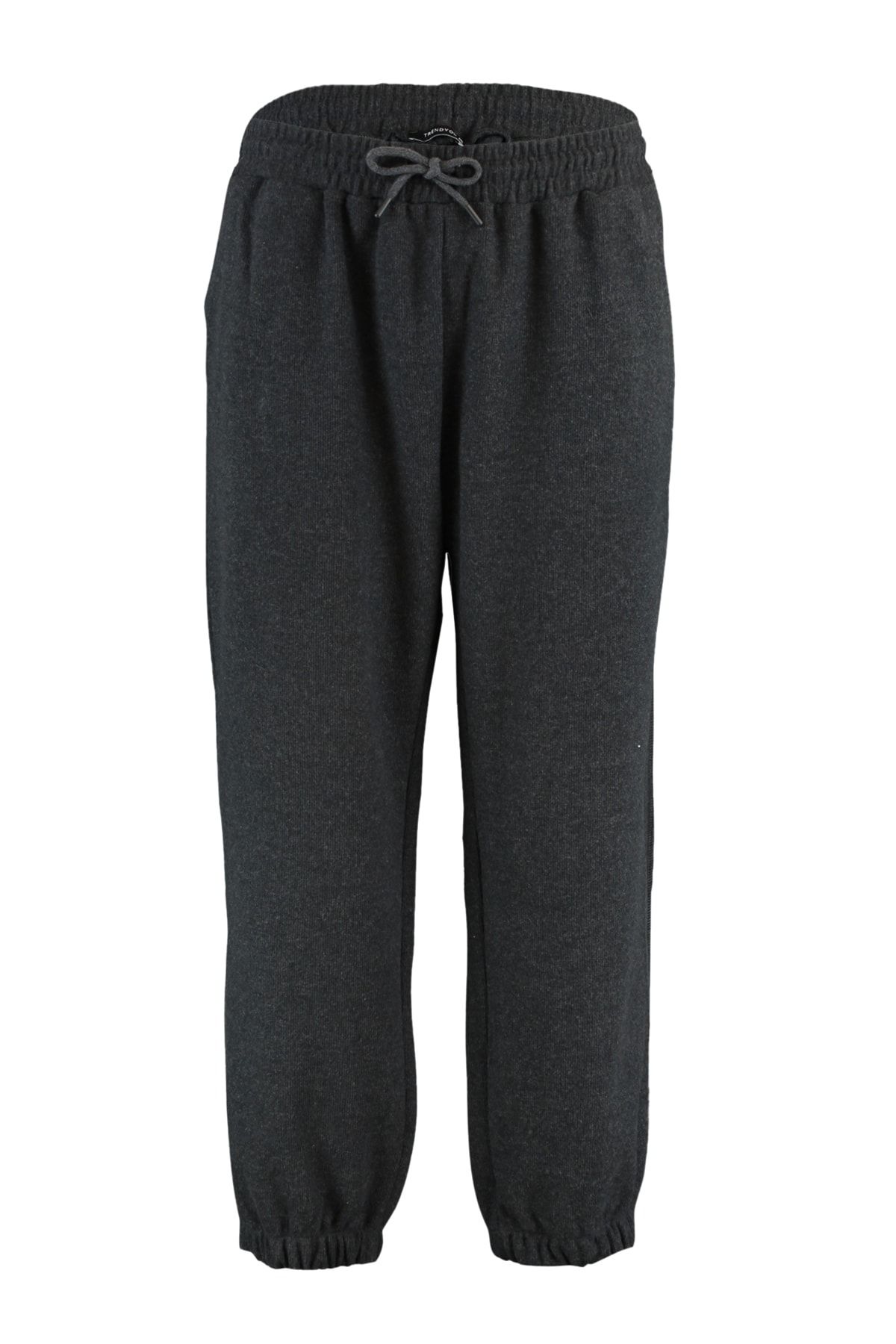 Trendyol Curve-Antracytowe cienkie dzianinowe spodnie dresowe typu jogger TBBAW23AJ00000 7