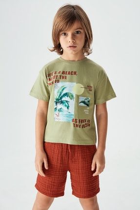 Erkek Çocuk Yeşil T-shirt 22ss0nb3530 22SS0NB3530