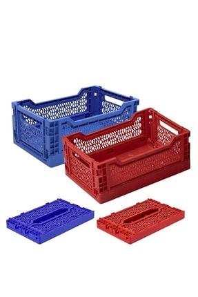Mini Box Katlanabilir Plastik Kasa 2 Adet (bordo-mavi) AP 271711-MB-535-227