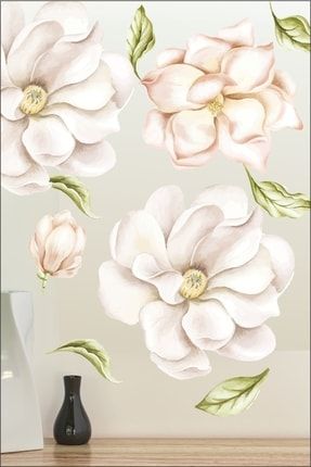 Adası Soft Beyaz Büyük Çiçekler Dekoratif Duvar Sticker TA-CS95
