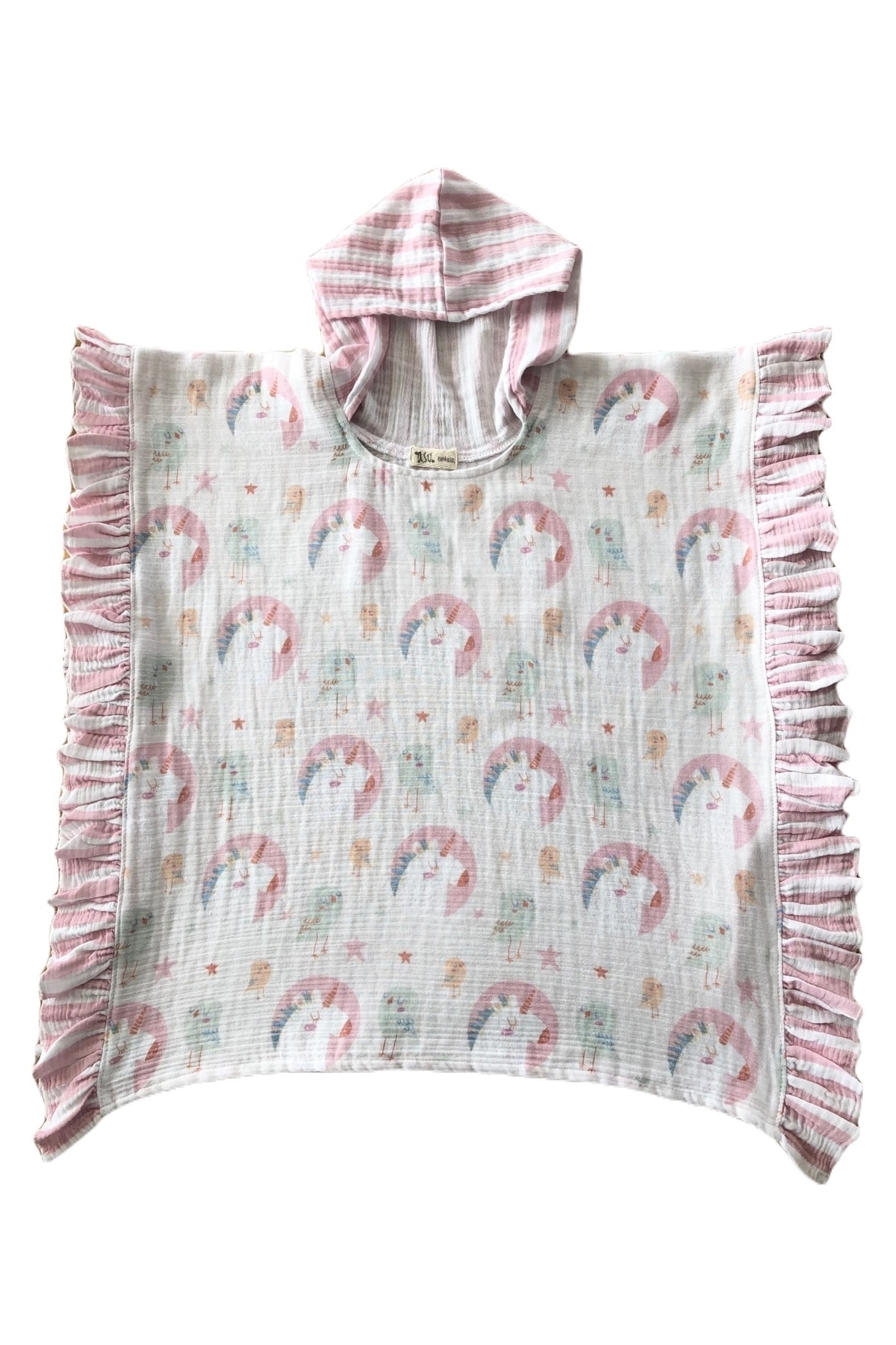 Asu Baby&Kids Unicornbird Organik Pamuk Fırfırlı Müslin Panço fotoğrafı 6 (önizleme)