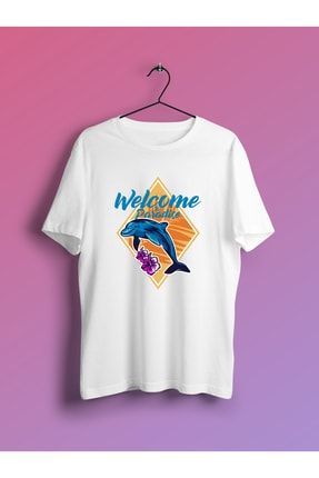 Welcome To Paradise - Dolphin Baskılı Unisex Tişört TCO20210326