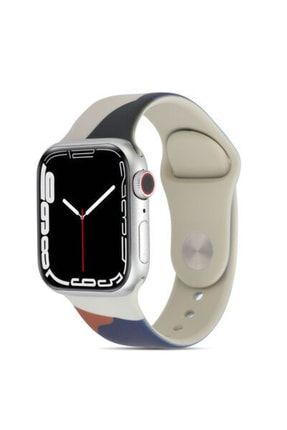 Apple Watch 1-2-3-4-5-6-se-7 38-40-41mm Uyumlu Krd-62 Silikon Kordon Soft Touch Band Blue Ink 0Rks-8ı3207