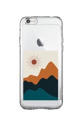 Iphone 6 / 6s Uyumlu Mountain & Sun Desenli Premium Şeffaf Silikon Kılıf ewfrtt54reg